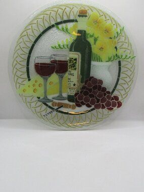 Peggy Karr Fused Art Glass Wine and Grapes 11" Serving Dish